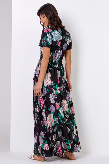 Buy Roman Floral Print Shirred Waist 