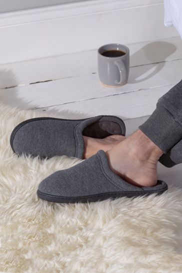 Totes Grey Waffle Mule Slipper