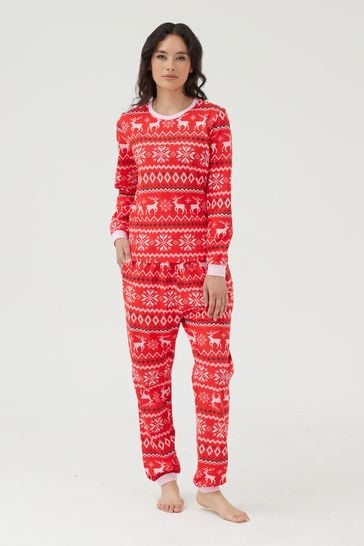 Society 8 Red Fairisle Womens Matching Family Christmas Pyjama Set