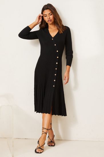Lipsy button store sleeve knitted dress