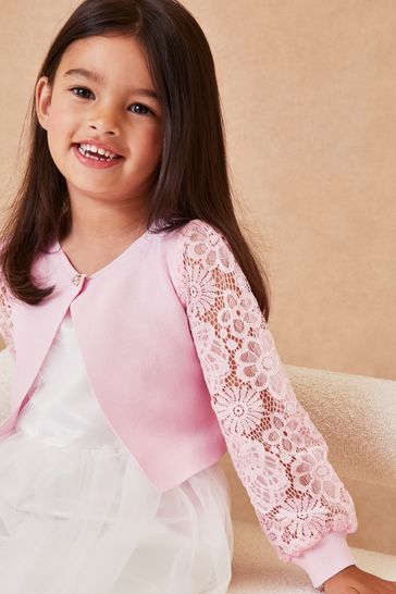 Buy Lipsy Pink Mini Lace Sleeve Occasion Cardigan from Next Thailand