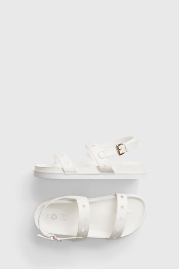 White two band sandals on sale