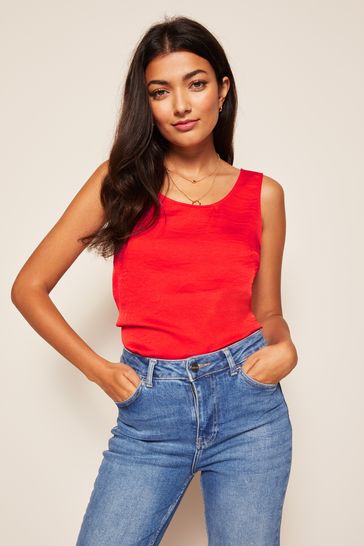 Friends Like These Red Satin Sleeveless Cami Top