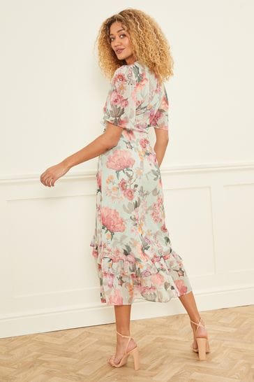 Chiffon wrap dress midi sales
