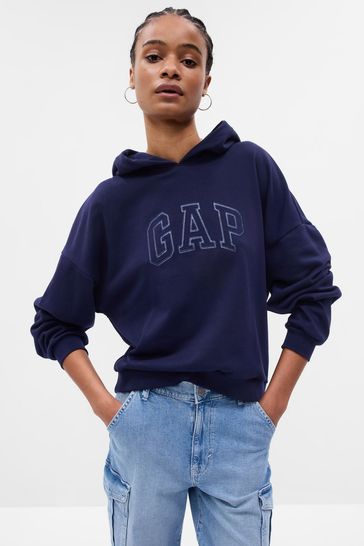 Gap Blue Vintage Soft Arch Logo Long Sleeve Hoodie