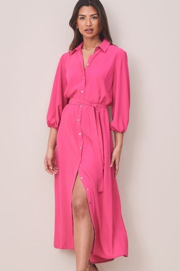 Lipsy Pink Regular Maxi Shirt Dress