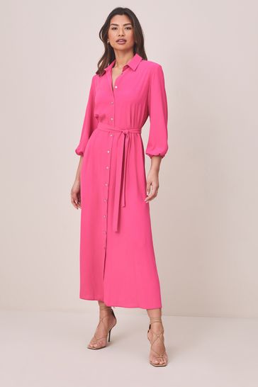 Pink maxi clearance shirt dress