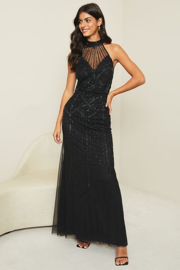 Lipsy sequin halter maxi dress discount