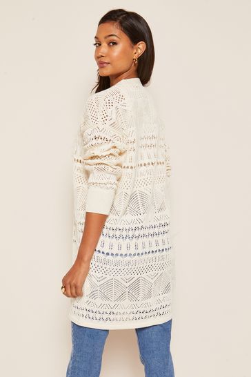 Long white top crochet cardigan