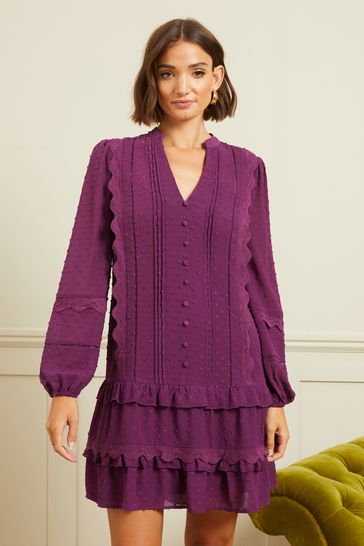 Buy Love Roses Purple Regular Dobby Drop Waist Dress from Next
