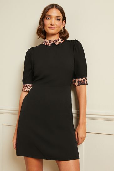 Black collar sales shift dress