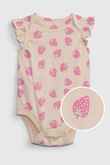Gap Strawberry Organic Cotton Mix & Match Flutter Graphic Bodysuit