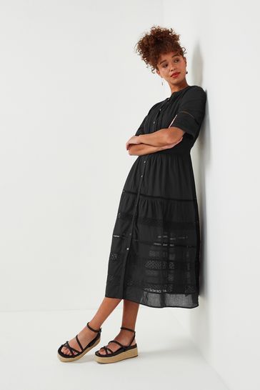 Gap Black Lace Button-Front Midi Dress