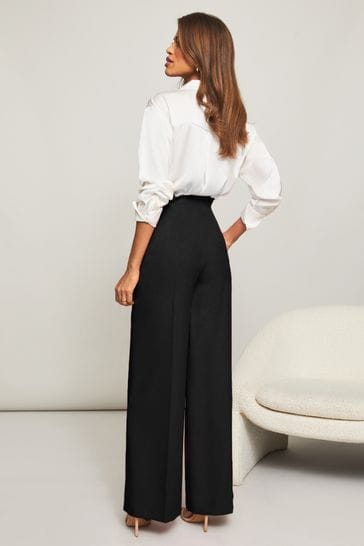 Wide leg military trousers sales