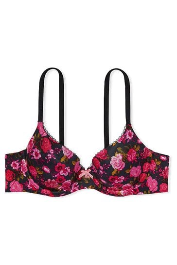 Buy Victoria's Secret Black And Pink Rosey Floral Smooth Lightly Lined Demi  Bra from Next Luxembourg