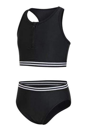 Black zip best sale up bikini top