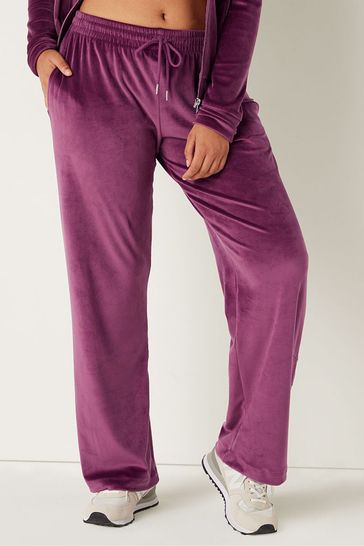 Buy Victoria s Secret PINK Rich Maroon Red Velour Wide Leg Lounge