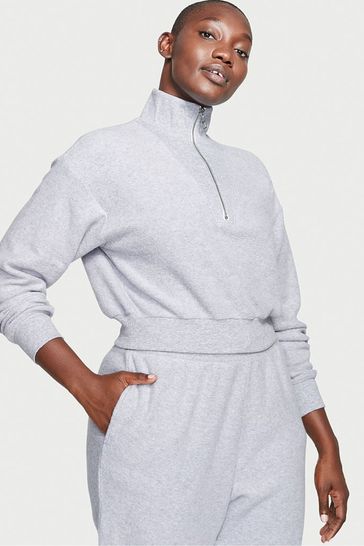 Buy Victoria s Secret Medum Heather Grey Half Zip High Neck Lounge