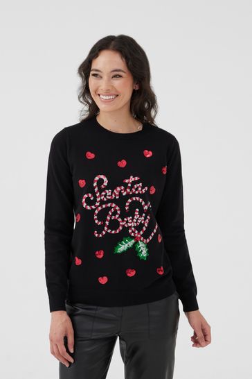 Society 8 Black Santa Baby Christmas Jumper - Women