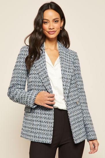 Friends Like These Blue Boucle Military Blazer