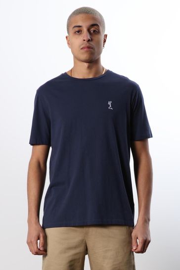 Religion Blue Organic Slim Fit T-Shirt With Chest Logo