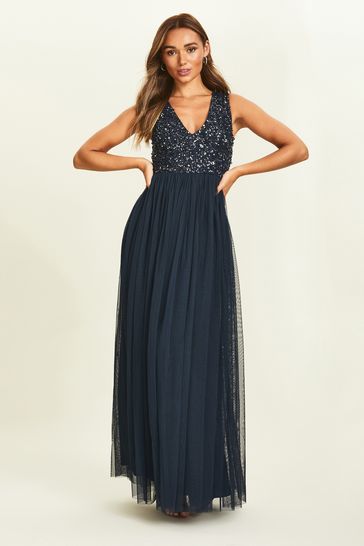 Maya v neck sequin maxi dress outlet