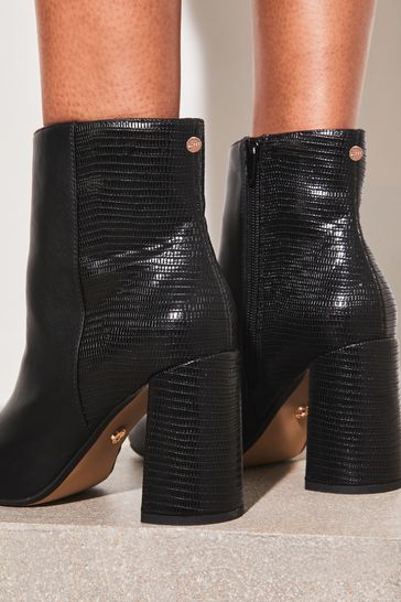 Lipsy Black Wide Fit Mid Block Heel Ankle Boot
