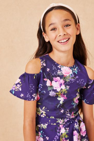 Buy Lipsy Navy Floral Cold Shoulder Culotte Jumpsuit from Next
