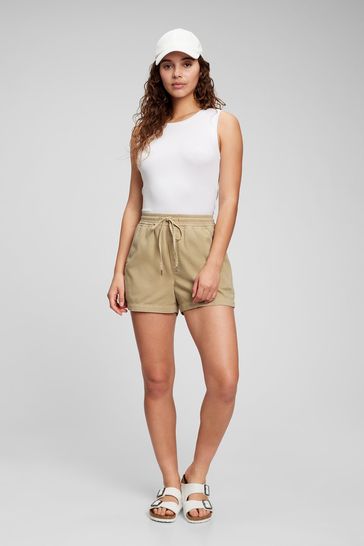 Gap Beige High Waisted Tie Modal Pull-On Shorts