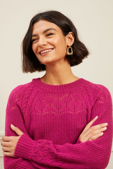 Pink pointelle deals jumper