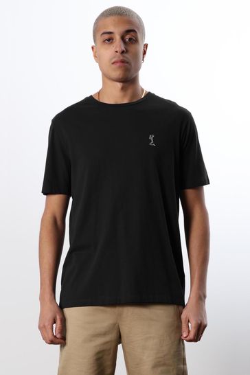 Religion Black Organic Slim Fit T-Shirt With Chest Logo