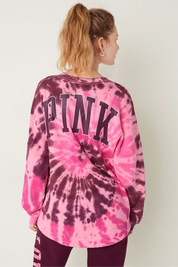 Buy Victoria's Secret PINK Pink Spiral Tie Dye Shine Fleece Long Sleeve  Oversized Sweatshirt from Next Luxembourg
