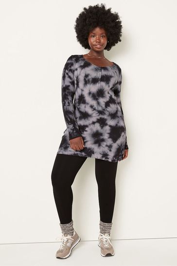 Buy Victoria s Secret PINK Black Tie Dye Thermal Long Sleeve