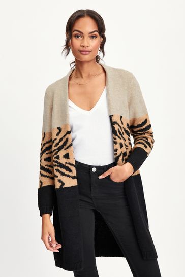 ONLY Animal Print Cosy Colour Block Cardigan