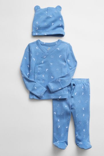 Gap Blue Print Kimono Baby Outfit Set