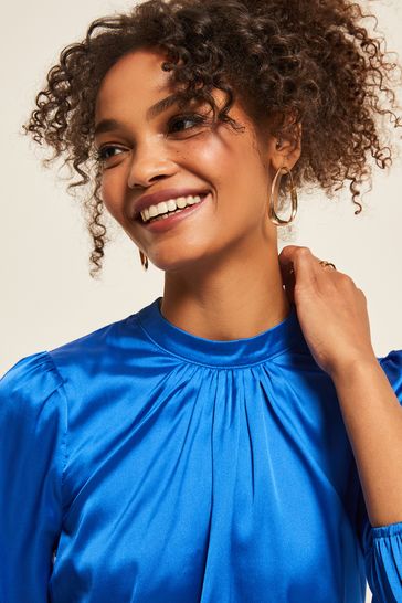 Blue high shop neck blouse