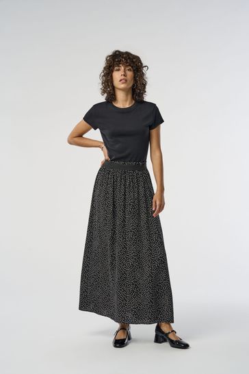 Only Black Polka Dot Jersey Maxi Skirt