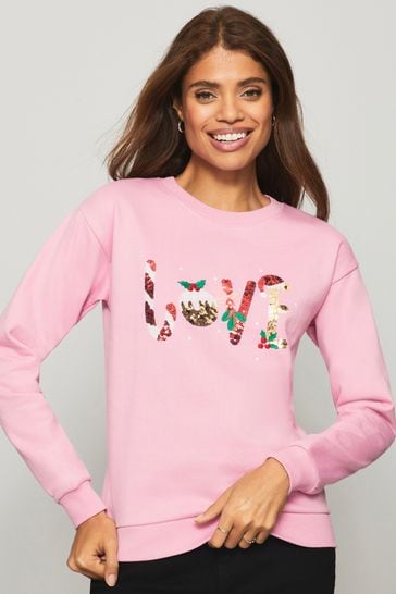 Lipsy Pink Love Regular Christmas Sweatshirt