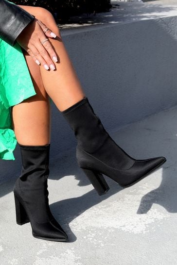 Public desire libby black discount high heeled sock boots