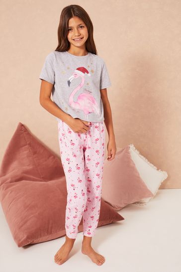 Lipsy Pink Christmas Short Sleeve Pyjama Set
