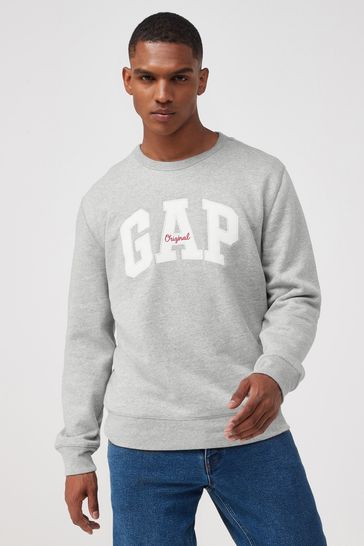 Gap Grey Embroidered Logo Crewneck Pullover Hoodies