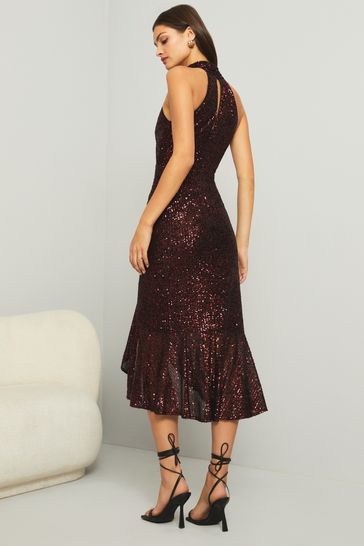 Lipsy red cheap sequin dress