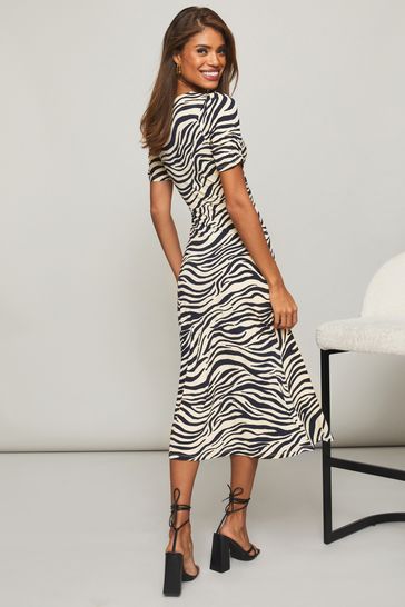 Buy Lipsy Zebra Print Jersey Knot Front Midi Dress from Next Ireland