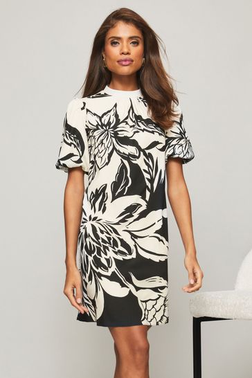 Lipsy Monochrome Puff Sleeve Shift Dress