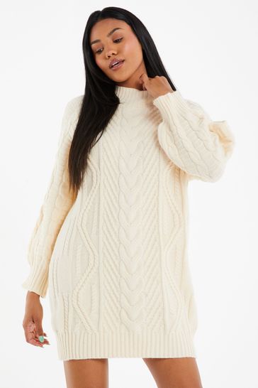 Cream cable knit jumper dress on sale