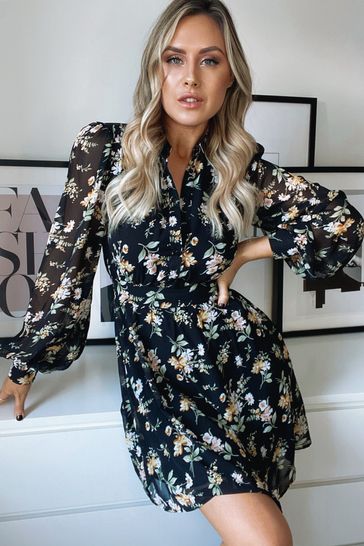 Lipsy Floral Skater Shirt Dress