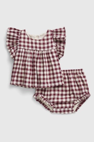 Gap Purple Linen-Cotton Gingham Two-Piece Outfit Set