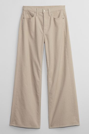 Buy Gap Cream High Rise Wide Leg Corduroy Trousers from Next Slovenia