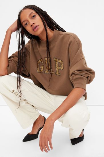 Gap Brown Logo Mock Neck Sweatshirt