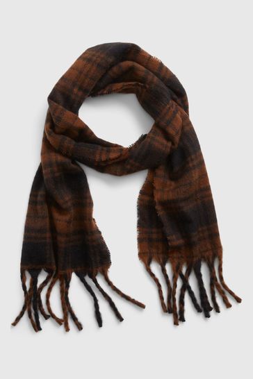 Gap Brown Plaid Recycled Brushed Cosy Scarf